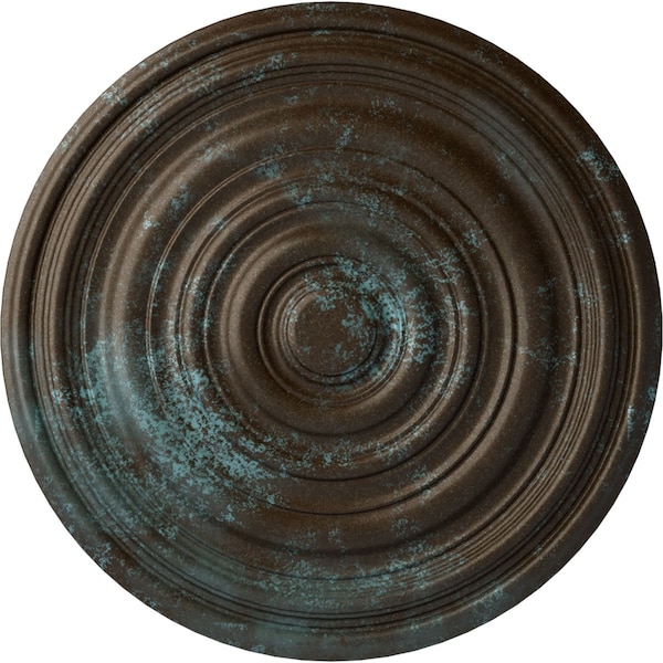 Ekena Millwork Carton Ceiling Medallion (For Canopies up to 2 5/8"), 12 5/8"OD x 1"P, Bronze Blue Patina CM13CABBS - main